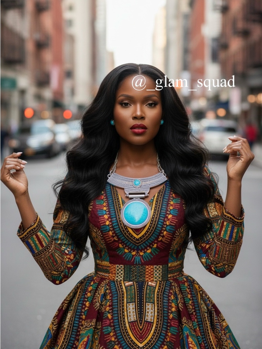 Lasting EMPRESS-ions" Blue Turquoise Statement Necklace and Earring set